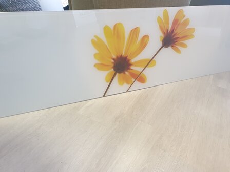 ** VERKOCHT ** Premiumglas spatwand Yellow Daisies