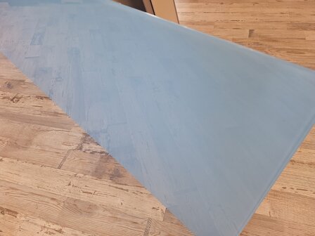 Glazen keukenwand kleur RAL5024 Pastelblauw
