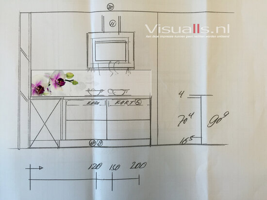 ontwerp/impressie Visuall P65 Paarse orchidee