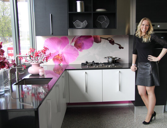 Premium mat Visuall P43 Roze orchidee op lichtgrijs + Sylvia :)