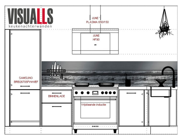 Impressie vooraf met Visuall P301 Hollandse branding in zwart-wit