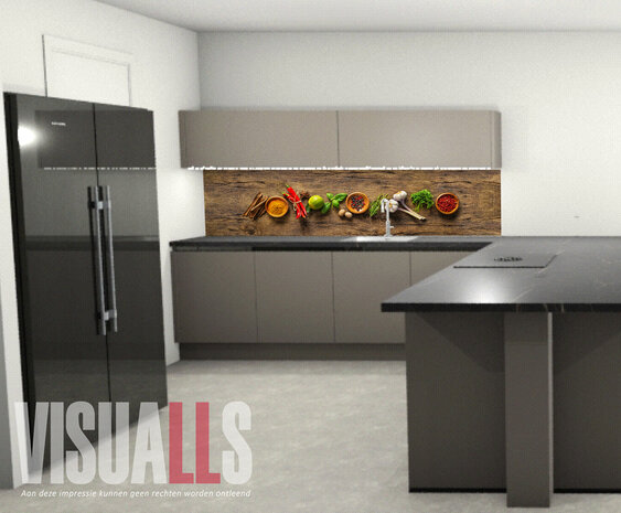 Impressie vooraf met Visuall P680 Herbs on wood